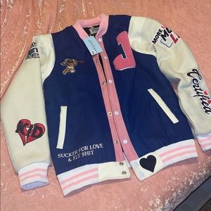 The Jawned Collection Lover Girl Varsity Bomber Jacket